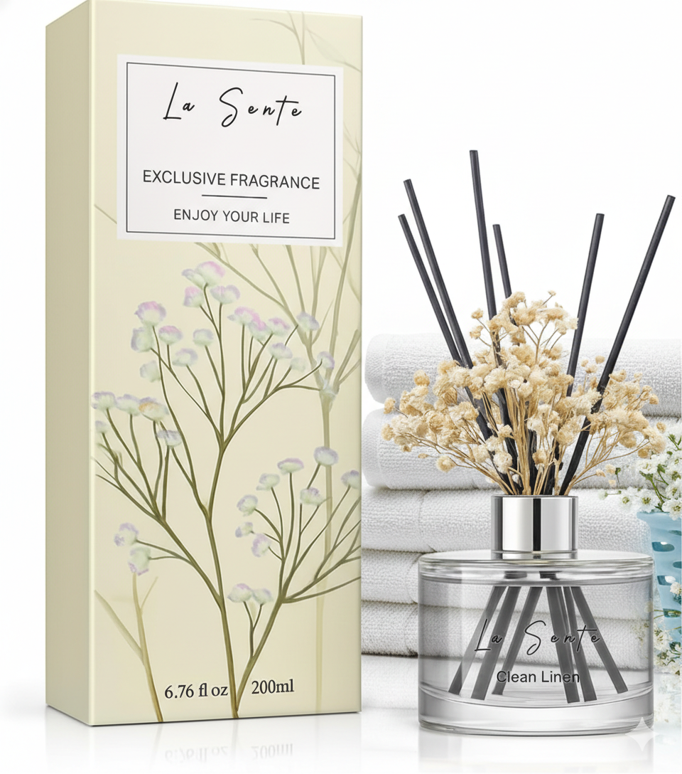 La Sente Clean Linen Reed Diffuser